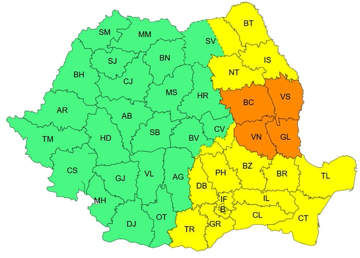 Avertizare emisă de ANM sâmbătă dimineață
